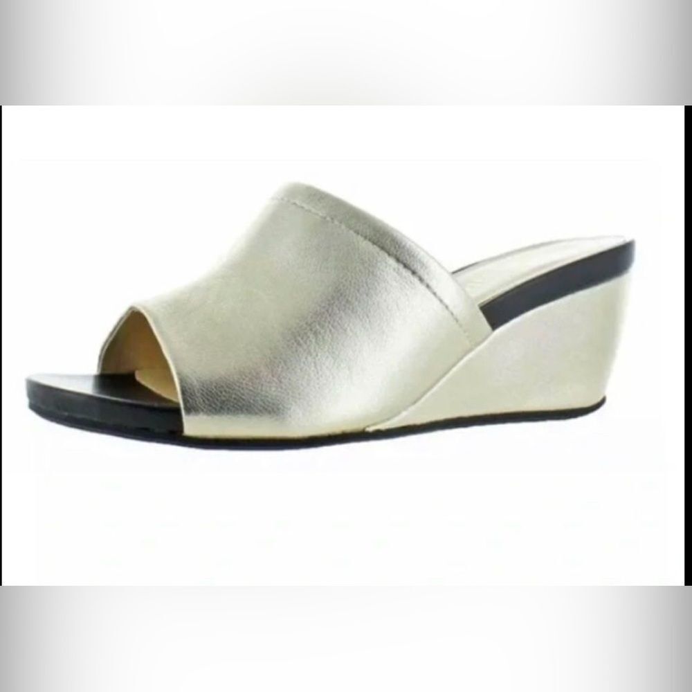*NEW* Sz 8.5W David Tate *Platinum* Lamb Buduoir Wedge Espadrilles Slides